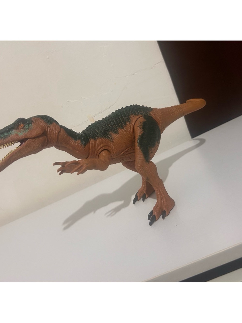 Realistic Brown & Dark Green Dino Figure for Kids